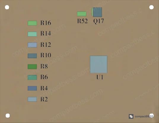 Figure 13: Simplified BMS PCBA 3D geometric model with component placement — front view showing balancing resistor array and control module
