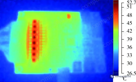 Figure 4: Experimental test platform showing 12 V DC source, BMS board, infrared camera (Fluke TiS20+), and digital optical microscope (Zeiss Smartzoom 5)