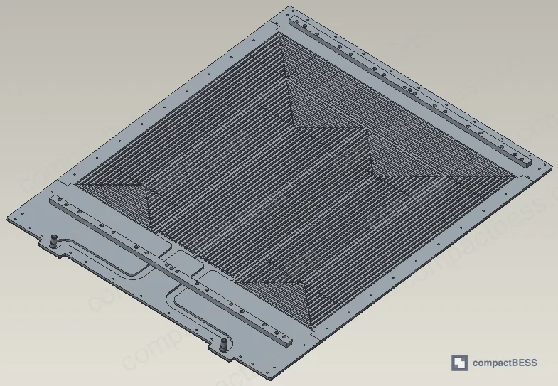 Figure 4: Pack-level model showing cooling plate structural role within the full battery enclosure