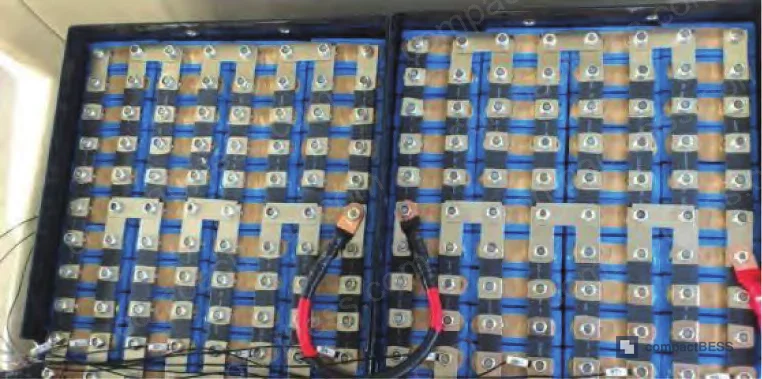 Figure 1: Hard-case LFP battery pack used in overcharge thermal runaway simulation — test enclosure setup with infrared, gas, and video monitoring instrumentation