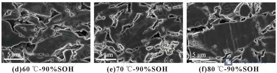 Figure 24: Comparative SEM cross-section gallery of graphite anode particles after cycling at 25–80 °C
