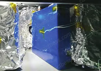Figure 1: Sequential thermal runaway progression — 0 seconds (overcharge initiation), 520 seconds (initial cell swelling), 1,164 seconds (severe bulging pre-vent)
