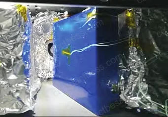 Figure 2: Safety vent activation at 1,165 seconds releasing electrolyte vapor and combustible gas mixture
