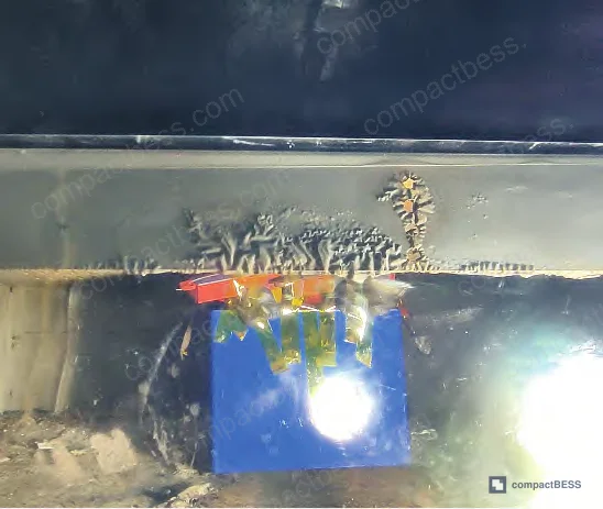 Figure 7: Initial state with self-triggering suppression devices mounted above cell safety vent