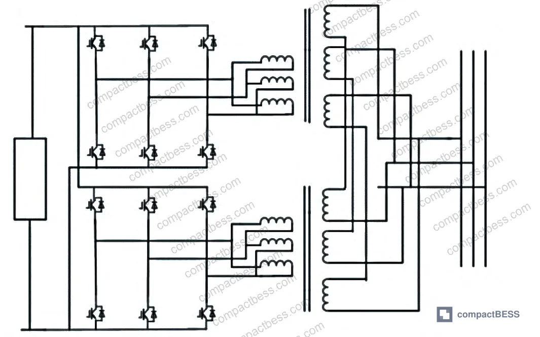 Figure 2: Dual three-phase voltage two-level topology structure with AC bus interconnection
