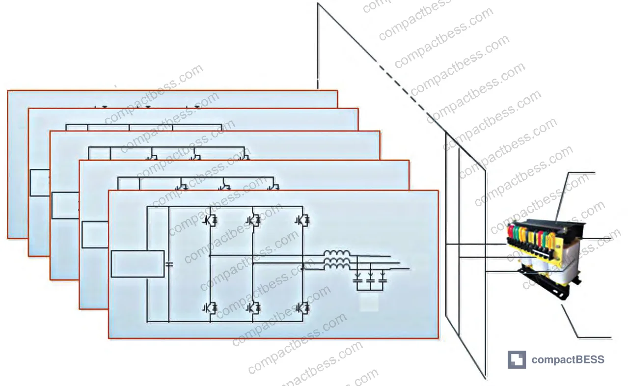 Figure 16: Low-voltage small-power distributed step-up grid-tied PCS topology for modular storage systems