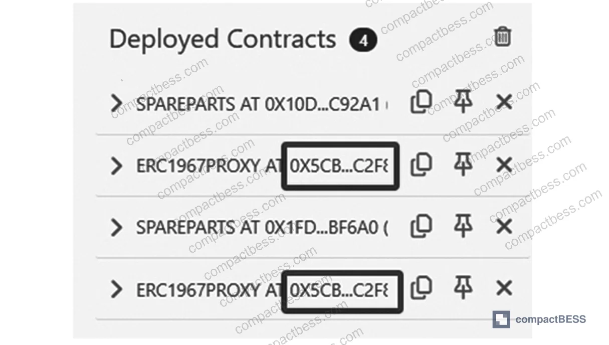 Figure 3: Upgraded smart contract deployment showing proxy contract address persistence and preserved historical data after logic contract update