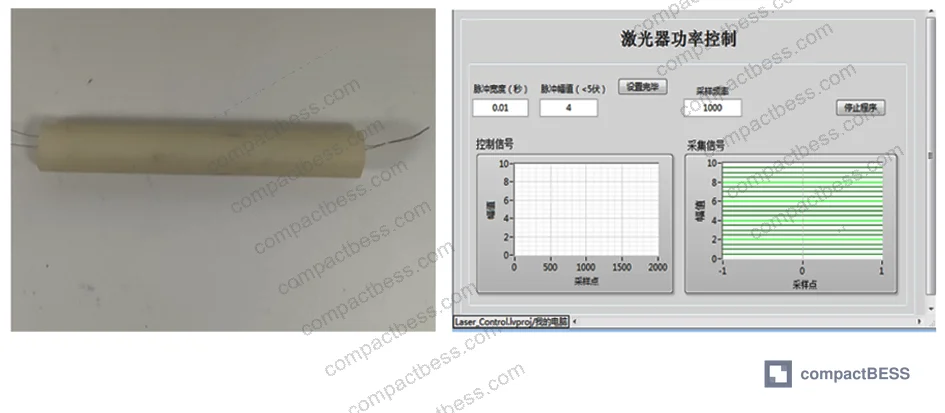 Figure 8: Wire thermocouple sample and LabVIEW feedback control interface for fine-wire calibration experiments