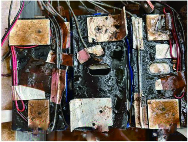 Figure 14: Post-test inspection of adjacent Cells 1 and 3 after nail penetration showing intact insulation films and no vent rupture