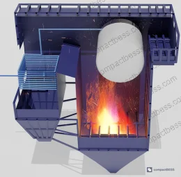 Figure 3: Multi-scale energy subsystem model — electrical network, rotor-turbine, and boiler-fuel subsystems each containing a storage-transmission inertia pair